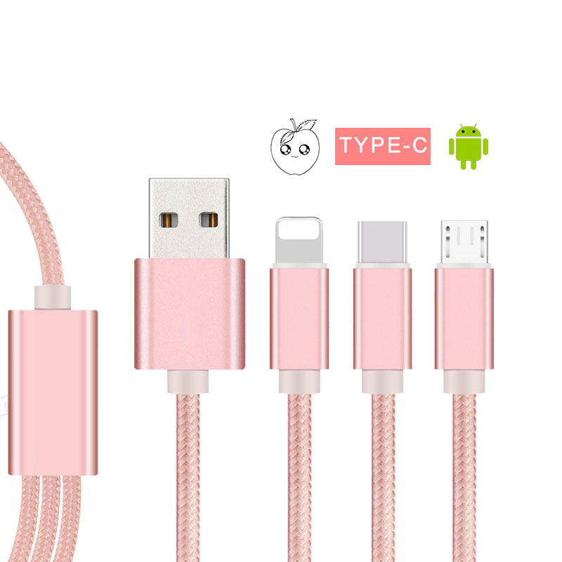OEM Free Engrave Logo 3 in 1 Fast Charging Data Sync Strong Magnetic micro usb data cable for andriod i8 type c
