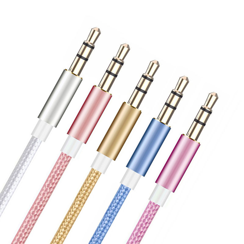 High Performance Audio Stereo 3.5mm Hifi Colourful Nylon Braided Aux Device Cable